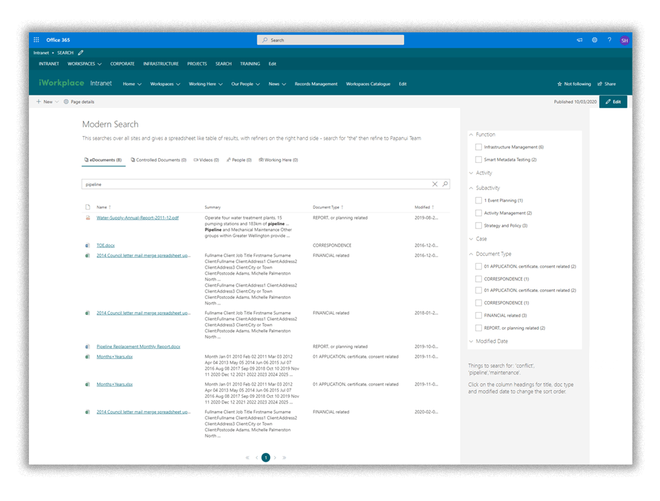 feature - a screenshot of an amazing Office 365 SharePoint Online search solution