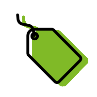 Label with green shadow